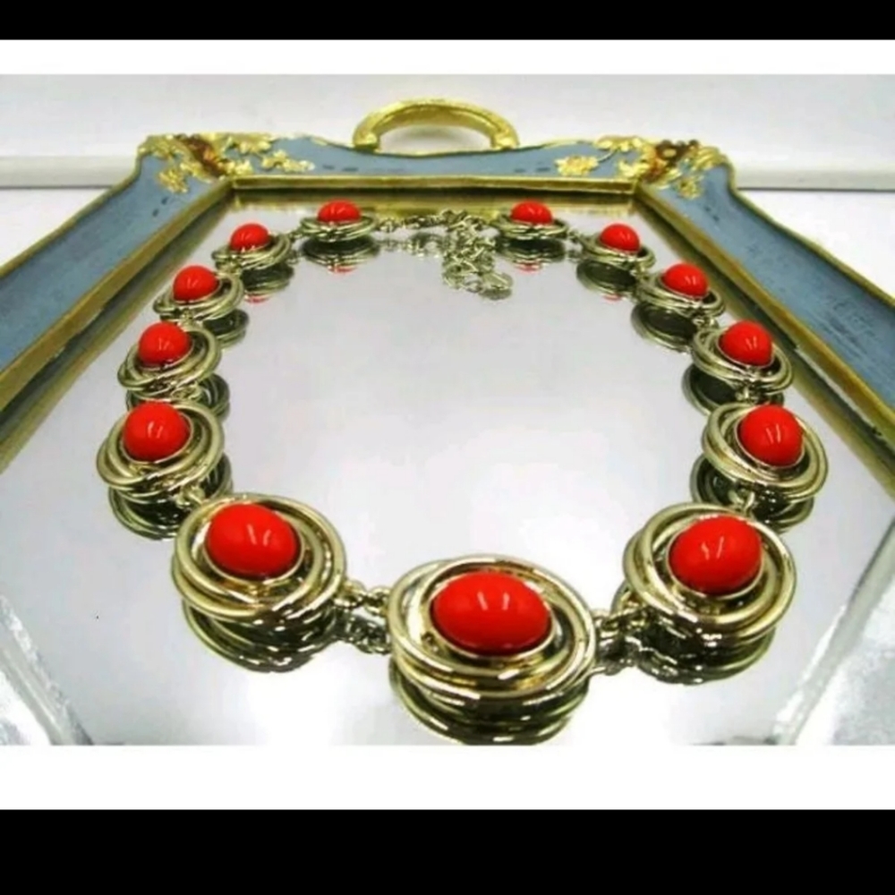 New Talbots  orange & gold necklace
